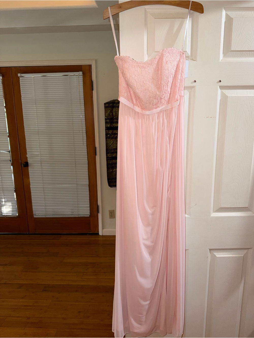 David's Bridal Pink Lace Bust Long Slip Dress